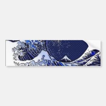 The Great Hokusai Wave Carbon Fiber Style Bumper Sticker by CaptainShoppe at Zazzle