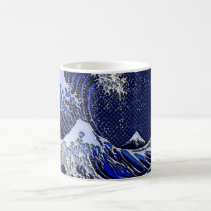 The Great Hokusai Wave Carbon Fiber Style Coffee Mug