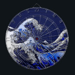 The Great Hokusai Wave Carbon Fiber Style Dartboard<br><div class="desc">A custom design inspired by the Great Wave of Kanagawa painted by ancient Japanese artist Hokusai. It is rendered as to look like silver chrome steel on a racy modern navy blue carbon fiber like background. Sounds good, a great gift idea. Use the "Ask this Designer" link to contact us...</div>