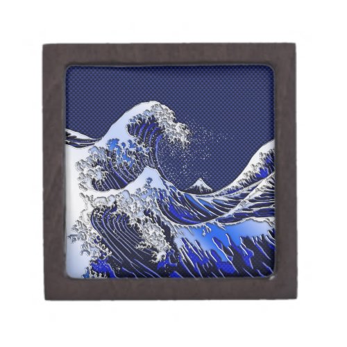 The Great Hokusai Wave Carbon Fiber Style Jewelry Box