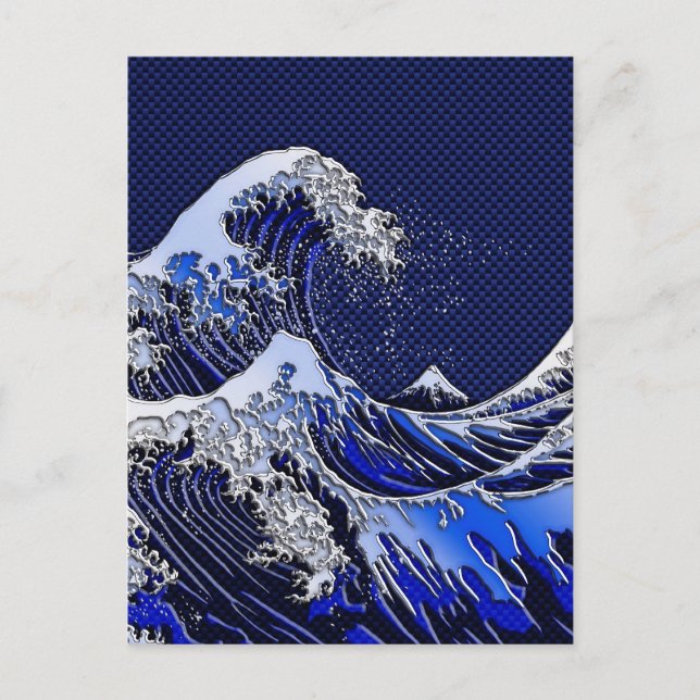 The Great Hokusai Wave Carbon Fiber Style Postcard (Front)
