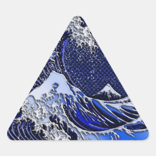 The Great Hokusai Wave Carbon Fiber Style Triangle Sticker