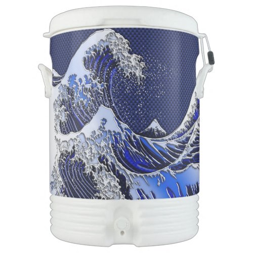 The Great Hokusai Wave chrome carbon fiber Decor Beverage Cooler