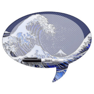 The Great Hokusai Wave chrome carbon fiber Decor Dry Erase Board