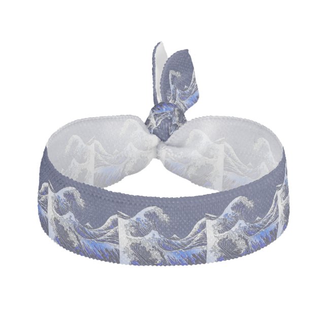 The Great Hokusai Wave chrome carbon fiber Decor Hair Tie (Front)