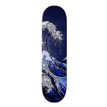 The Great Hokusai Wave chrome carbon fiber Decor Skateboard Deck The Great Hokusai Wave chrome carbon fiber Decor Skateboard Deck