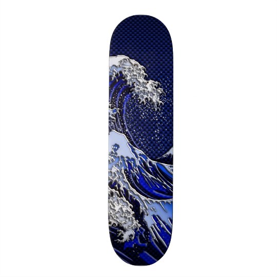 The Great Hokusai Wave Chrome Carbon Fiber Decor Skateboard Deck