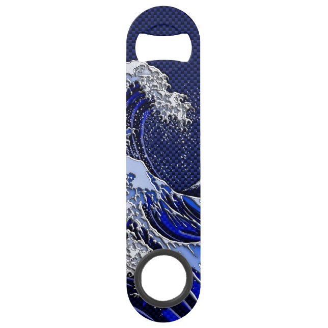 The Great Hokusai Wave chrome carbon fiber styles Bar Key (Front)