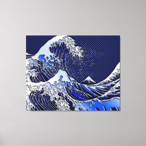 The Great Hokusai Wave chrome carbon fiber styles Canvas Print
