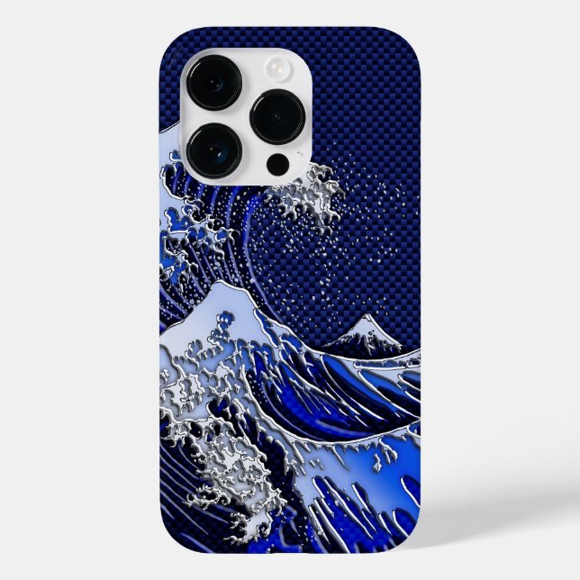 The Great Hokusai Wave chrome carbon fiber styles Case-Mate iPhone Case (Back)