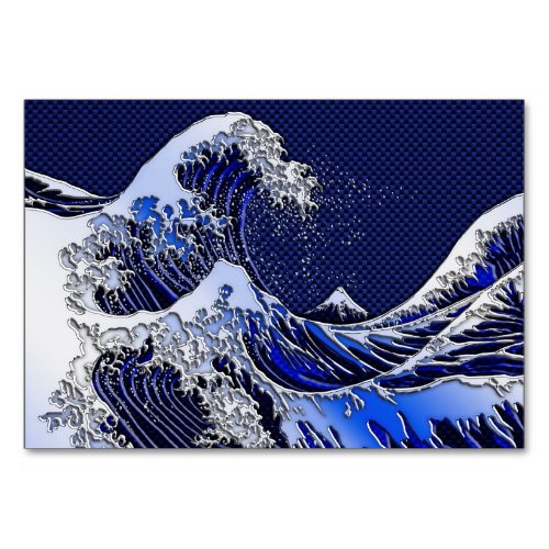 The Great Hokusai Wave chrome carbon fiber styles Table Number