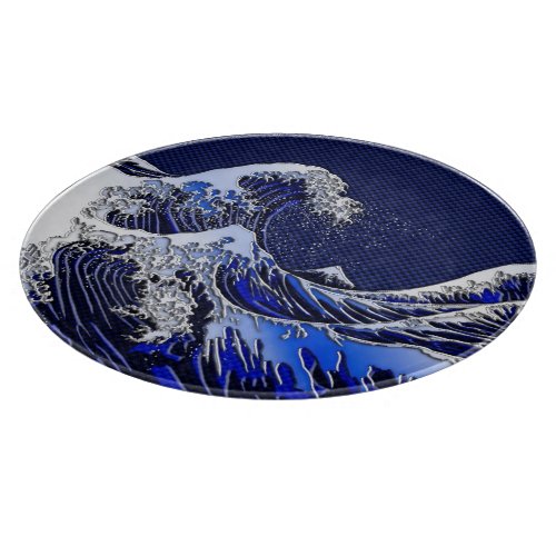 The Great Hokusai Wave Chrome Carbon Looks Cutting Board