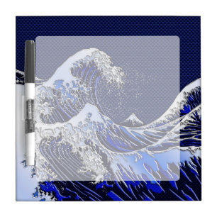 The Great Hokusai Wave Chrome Carbon Looks Dry-Erase Board
