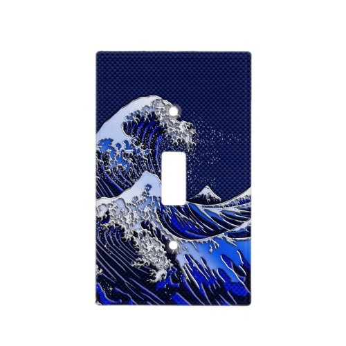 The Great Hokusai Wave Chrome Carbon Looks Light Switch Cover