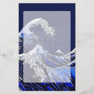 The Great Hokusai Wave Chrome Carbon Looks Stationery