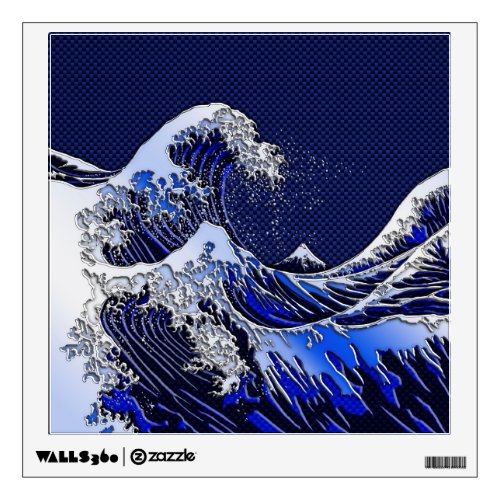The Great Hokusai Wave Chrome Carbon Looks Wall Decal