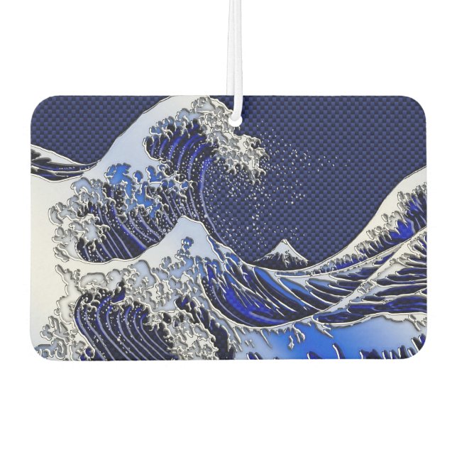 The Great Hokusai Wave Chrome Carbon Style Air Freshener (Front)