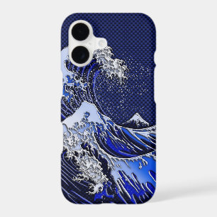 The Great Hokusai Wave Chrome Carbon Style iPhone 17 Case