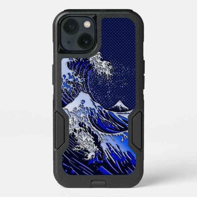 The Great Hokusai Wave Chrome Carbon Style Otterbox iPhone Case (Back)