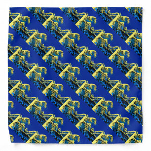 The Great Hokusai Wave in Blue Pop Art Style Bandana