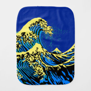 The Great Hokusai Wave in Blue Pop Art Style Burp Cloth