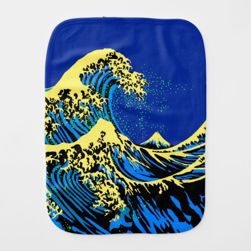The Great Hokusai Wave in Blue Pop Art Style Burp Cloth
