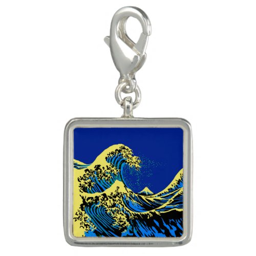The Great Hokusai Wave in Blue Pop Art Style Charm