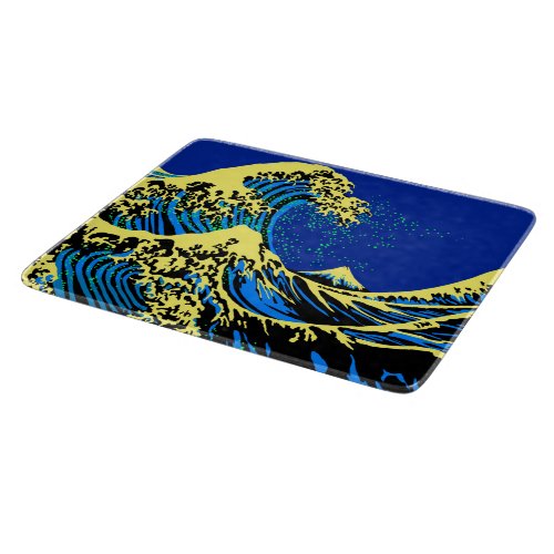 The Great Hokusai Wave in Blue Pop Art Style Cutting Board