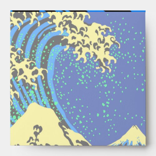The Great Hokusai Wave in Blue Pop Art Style Envelope