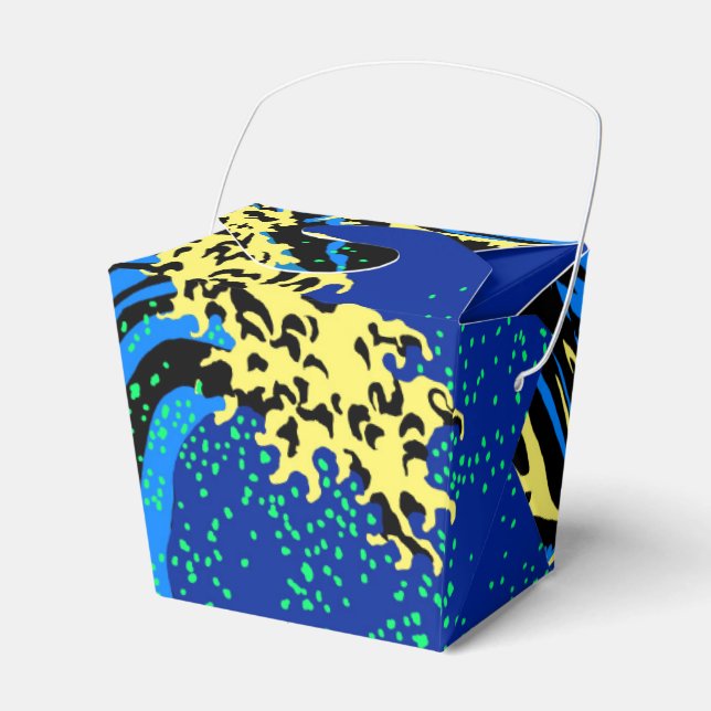The Great Hokusai Wave in Blue Pop Art Style Favor Boxes (Front Side)