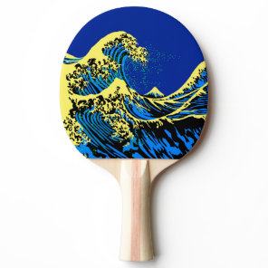 The Great Hokusai Wave in Blue Pop Art Style Ping-Pong Paddle
