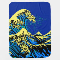 The Great Hokusai Wave in Blue Pop Art Style
