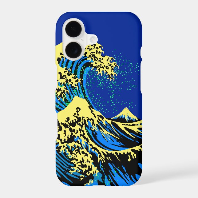 The Great Hokusai Wave in Blue Yellow Pop Style Case-Mate iPhone Case (Back)