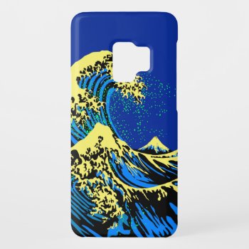 The Great Hokusai Wave In Blue Yellow Pop Style Case-mate Samsung Galaxy S9 Case by CaptainShoppe at Zazzle