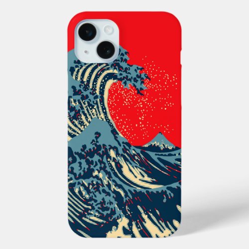 The Great Hokusai Wave in Hope Art Style iPhone 15 Plus Case