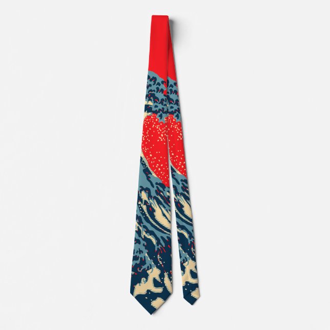 The Great Hokusai Wave in Hope Art Style Neck Tie (Front)