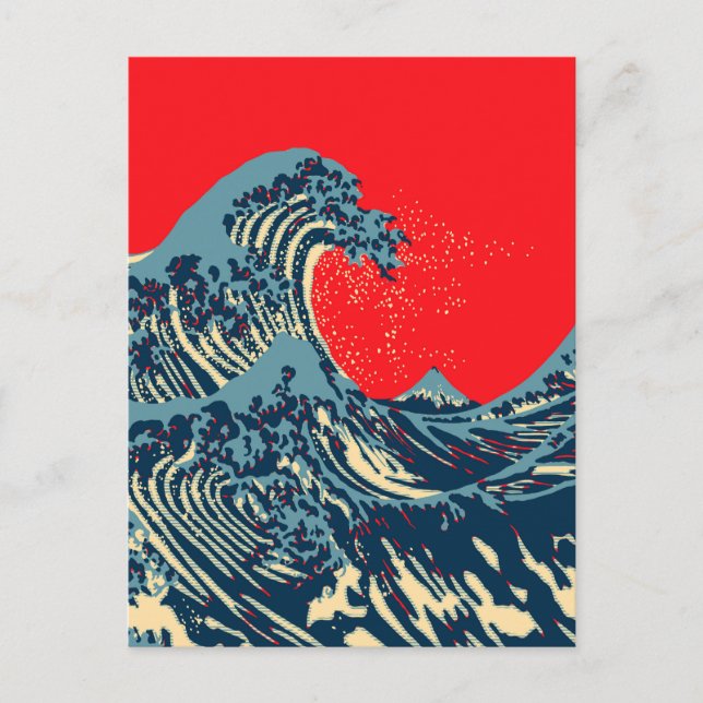 The Great Hokusai Wave in Hope Art Style Postcard (Front)