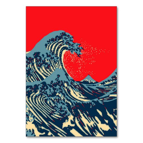 The Great Hokusai Wave in Hope Art Style Table Number
