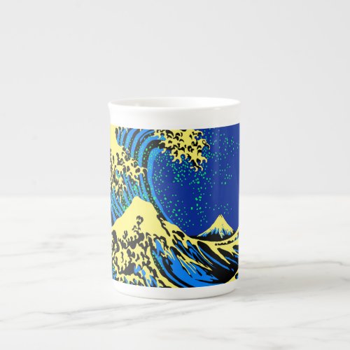 The Great Hokusai Wave in Pop Art Style Accent Bone China Mug
