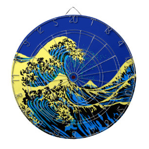 The Great Hokusai Wave in Pop Art Style Accent Dartboard With Darts