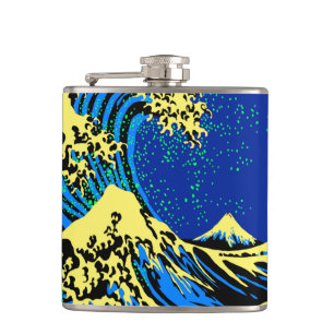 The Great Hokusai Wave in Pop Art Style Accent Flask