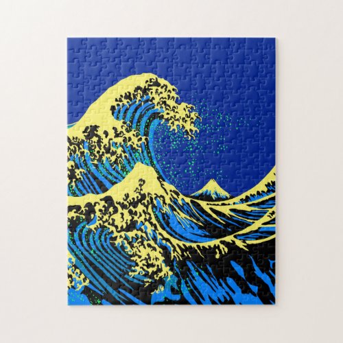 The Great Hokusai Wave in Pop Art Style Accent Jigsaw Puzzle