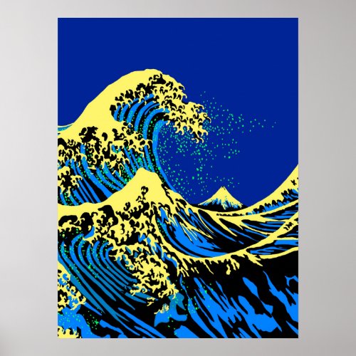 The Great Hokusai Wave in Pop Art Style Accent Poster
