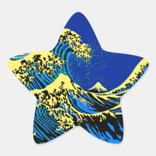 The Great Hokusai Wave in Pop Art Style Accent Star Sticker