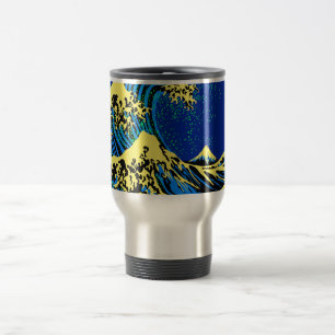The Great Hokusai Wave in Pop Art Style Accent Travel Mug