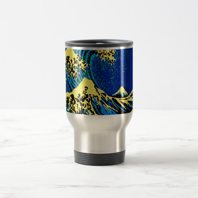 The Great Hokusai Wave in Pop Art Style Accent Travel Mug (Center)