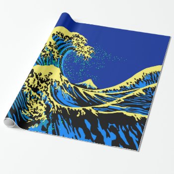 The Great Hokusai Wave In Pop Art Style Accent Wrapping Paper by CaptainShoppe at Zazzle