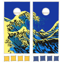 The Great Hokusai Wave in Pop Art Style Cornhole Set