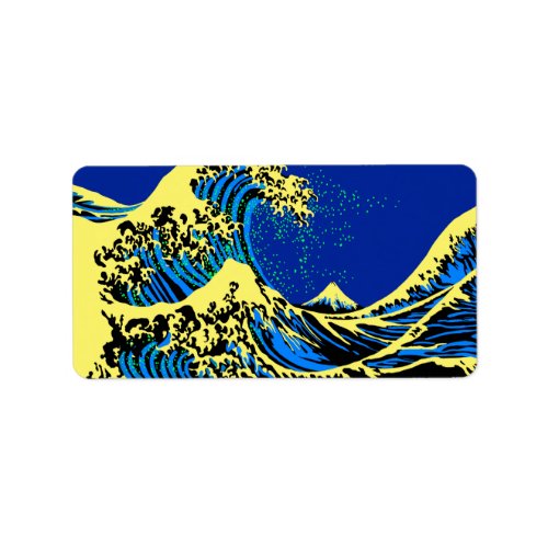 The Great Hokusai Wave in Pop Art Style Decor Label