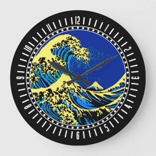 The Great Hokusai Wave in Pop Art Style Dial on a Large Clock